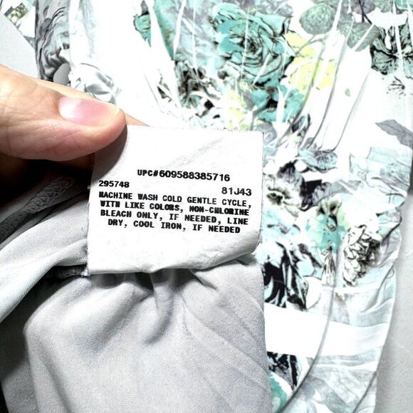 Byline Byer Blouse Short Sleeve Floral Watercolor Print White Womens sz Large - Picture 6 of 8